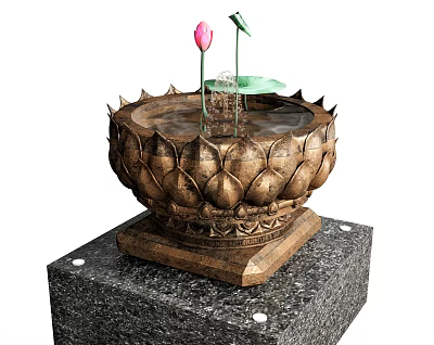 New Chinese Style Pool Waterscape Lotus Pool Lotus Stone Carving Pool 3d model