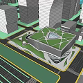 Modern Urban Architecture Featuring Green Roof And Glass Structure In City Center