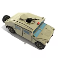 Military Style Utility Vehicle With Large Tires And Roof Equipment