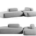Modern Gray Modular Sectional Sofa Set With Comfortable Cushions And Armrests 3d model