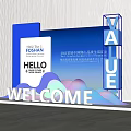 13th Foshan Ceramic Exhibition Photo Check In Spot With Welcome Value Sign And Blue Backdrop