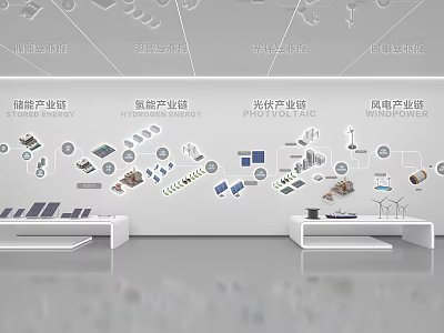 Energy Exhibition Hall Showcasing Storage Hydrogen Photovoltaic Wind Power Product Pavilions 3d model