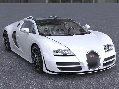 White Luxury Sports Car With Sleek Design Black Roof And Alloy Wheels 3d model