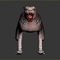 Hairless Fanged Creature Game Movie Character With Pinkish Purple Skin Open Mouth Aggressive Stance