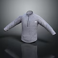 Gray Fleece Quarter Zip Jacket With Stand Collar And Long Sleeves 3d model