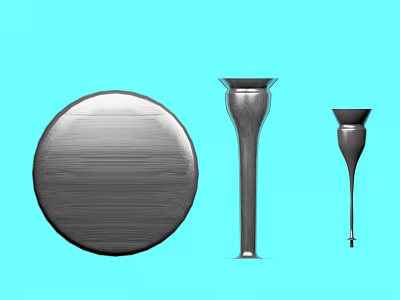 Metallic Art Supplies and Musical Instrument Tools with Round and Long Shapes on Blue Background 3d model