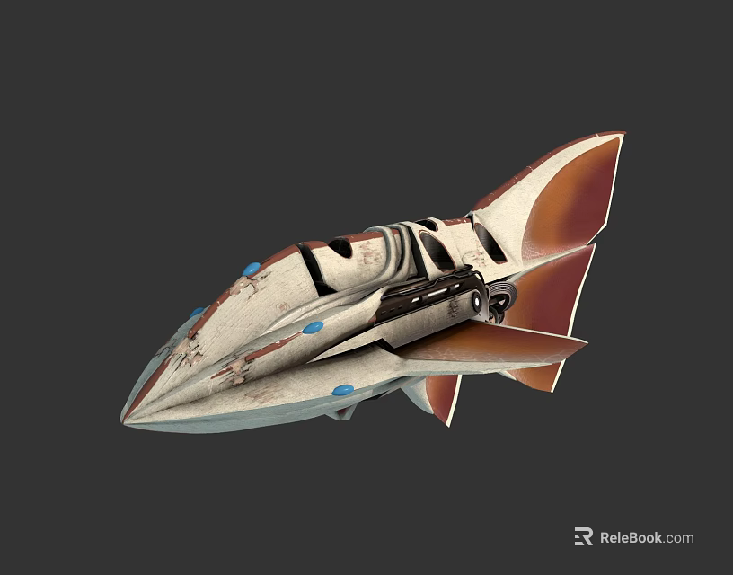 Futuristic Sci Fi Spaceship With Sleek Streamlined Design And Blue Accents 3d model 
