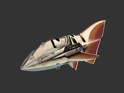 Futuristic Sci Fi Spaceship With Sleek Streamlined Design And Blue Accents 3d model