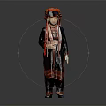 Traditional Ethnic Character in Red Black Costume With Ornate Hat And Animal Embroidery Patterns