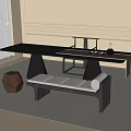 Modern Tea Table and Chair Tea Table Tea Set 3d model