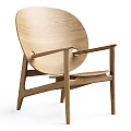 Wooden Accent Chair With Round Backrest And Hollow Design Minimalist Style