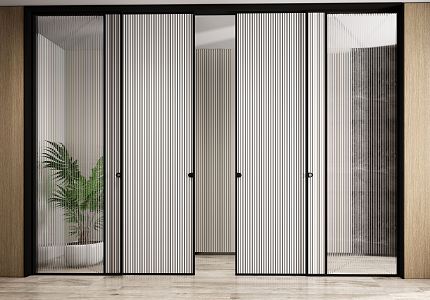 Modern sliding door Changhong glass sliding door 3d model