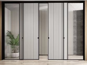 Modern sliding door Changhong glass sliding door 3d model