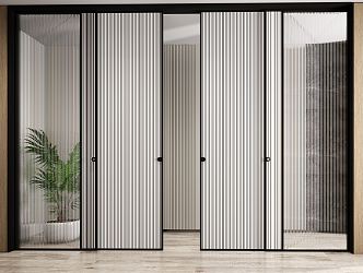 Modern sliding door Changhong glass sliding door 3d model