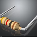 Electronic Resistor Component With Color Coded Rings In 3D Rendering Design 3d model