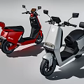 Red And Silver Electric Scooters With Modern Design Black Seats Headlights And Rearview Mirrors