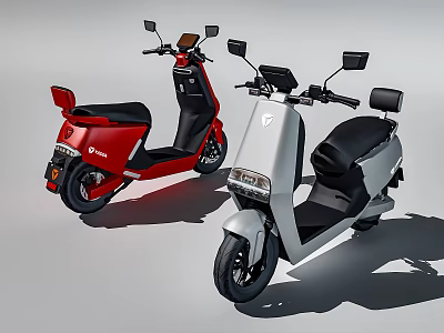 Red And Silver Electric Scooters With Modern Design Black Seats Headlights And Rearview Mirrors 3d model