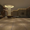 Luxurious Clubhouse Interior With Circular Lighting Marble Walls Bathtub And Vanity