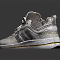 White Sporty Sneakers With Yellow Accents And Lace Up Design For Comfortable Wear