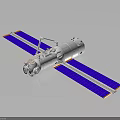 Space Station Module With Blue Solar Panels And Robotic Arm Equipment 3d model