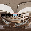 Bright Modern Conference Room With Large Digital Display And Neatly Arranged Comfortable Office Chairs