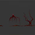 Detailed Red Organ Structures With Hair like Branches And Intricate Vessels