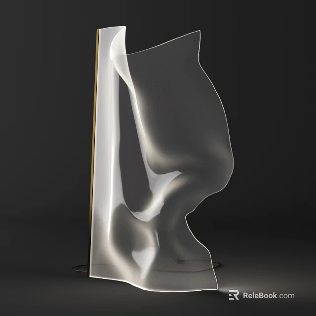 Modern Floor Lamp With Transparent Curved Design And Soft Lighting For Interior Decoration 3d model 