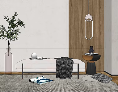 modern bed end stool sofa stool 3d model