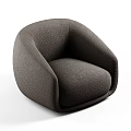 Modern Rounded Leisure Chair With Plush Fabric Comfortable Seat And Armrests