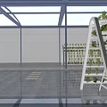 Greenhouse Interior With Vertical Plant Racks And Lush Growing Vegetables Under Transparent Roof