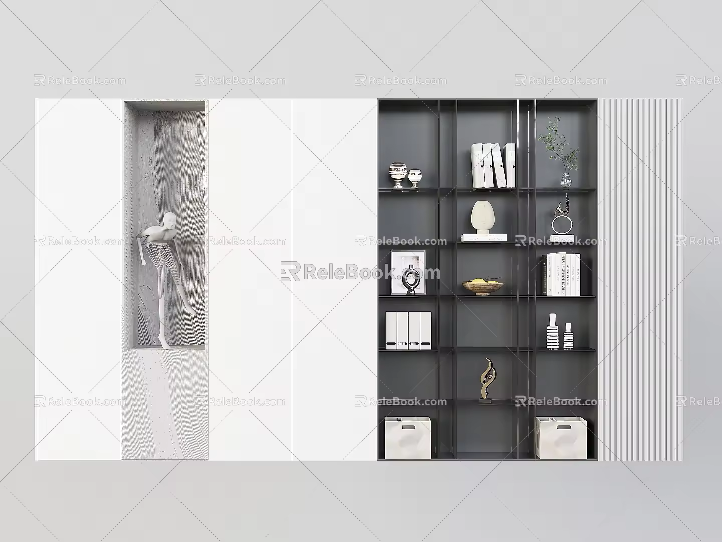 Modern Study Bookcase Bookshelf Display Cabinet Hallway Locker Sideboard Decorative Cabinet Book Book Decorative Ornaments 3d model