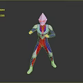 Ultraman Inspired Hero In Red Blue Purple Bodysuit Glowing Eyes Chest Timer Dynamic Fighting Stance