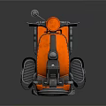 Orange Futuristic Motorcycle With Sushi Delivery Box Blue Accent Lights And Glossy Surface Reflection