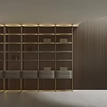 Modern Wooden Decorative Cabinet With Multiple Shelves Drawers And Warm Lighting