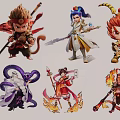 Mythical Cartoon Character Pendants with Various Figures Weapons and Stylish Decorative Designs