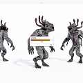 Monster Sculpture Carving Three Different Angles With Detailed Texture Fantasy Style Artwork Design