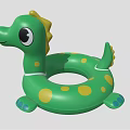 Green Inflatable Dinosaur Shaped Swim Ring With Yellow Spots For Kids Water Sports Equipment