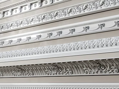 Gypsum Cornice With Various Decorative Patterns And Carved Designs For Home Interior Decoration 3d model