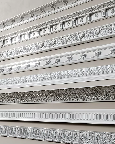 Gypsum Cornice With Various Decorative Patterns And Carved Designs For Home Interior Decoration 3d model