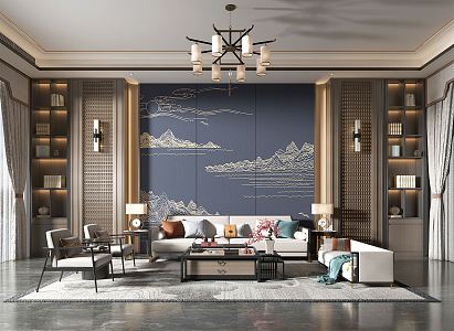 New Chinese Living Room 3d model