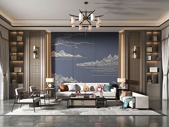 New Chinese Living Room 3d model