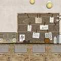 Clothing Store Interior With Hanging Light Bulbs Wooden Cabinet Mannequins Dresses Handbags And Hats