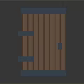 Pink Vertical Slat Door With Gray Frame Silver Handle And Decorative Strips