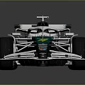 Green And White Formula 1 Race Car With Aerodynamic Body And Sponsor Logos