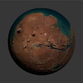 Realistic Mars Like Sphere Model With Red Surface Blue Regions And Craters 3d model