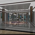 Spacious Shopping Mall Interior With Glass Ceiling Palm Tree And Storefronts