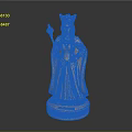 Elegant Woman Statue Wearing Crown Holding Scepter in Long Robe with Courage Inscribed Base