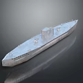 Silver Military Style Ship With Long Hull And Reflective Deck Surface 3d model