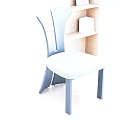 Modern Black Backrest Dining Chair With Green Seat White Cabinet Bookshelf And Wooden Floor