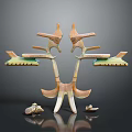 Symmetric Artistic Character Sculpture With Mythical Creature Wings And Clawed Ceramic Details